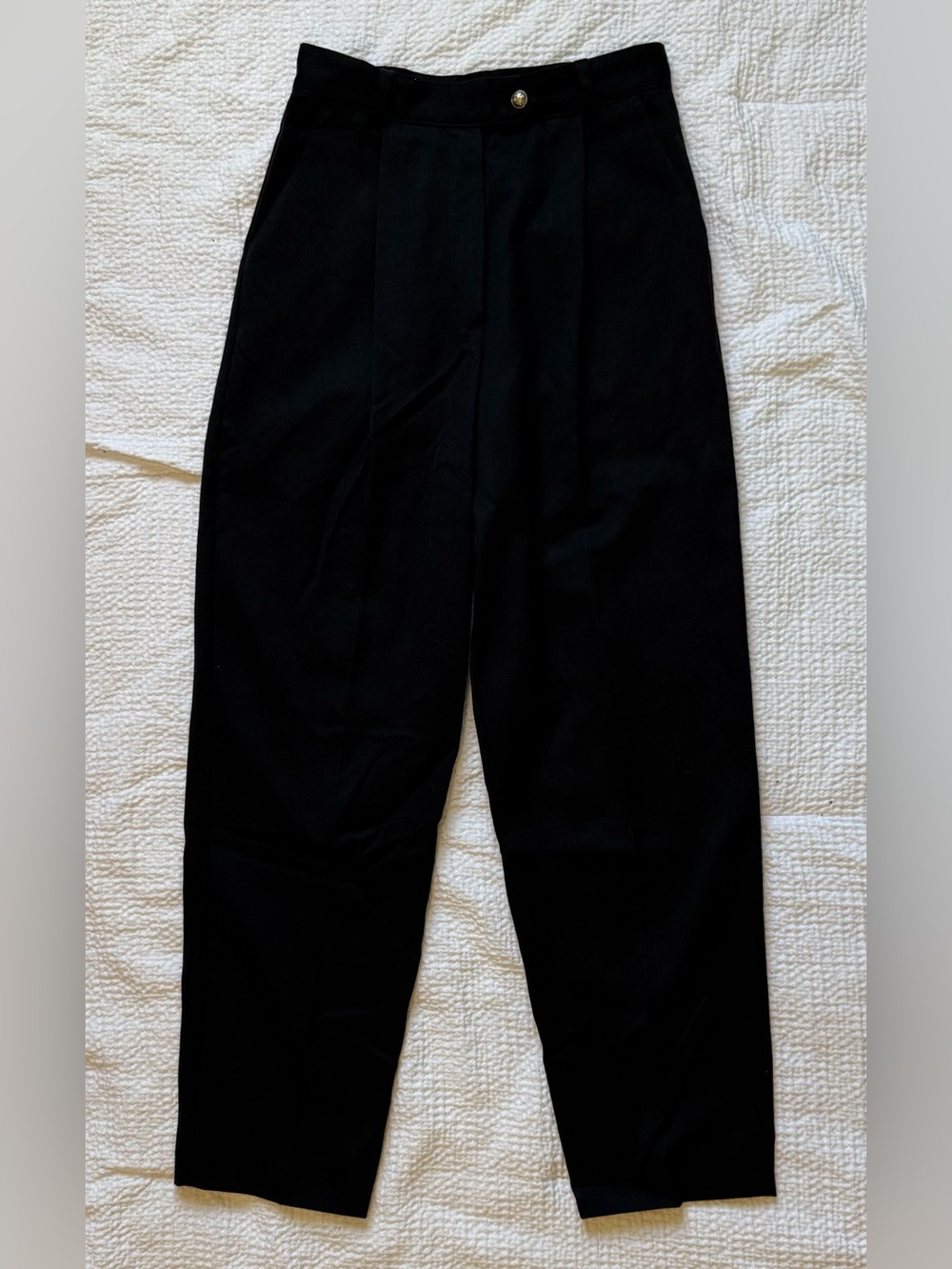 Dynamite Black High-Waist Trousers with Decorative Button